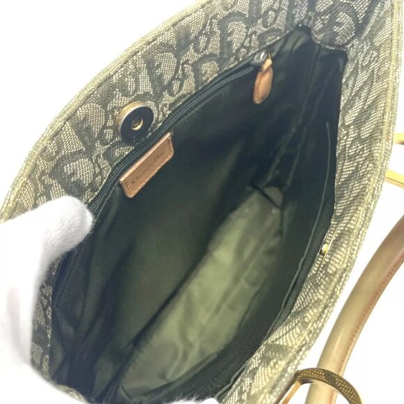 DIOR Trotter Logo DHardware Hand Bag Tote Bag Canvas/Leather Green - Picture 7 of 12